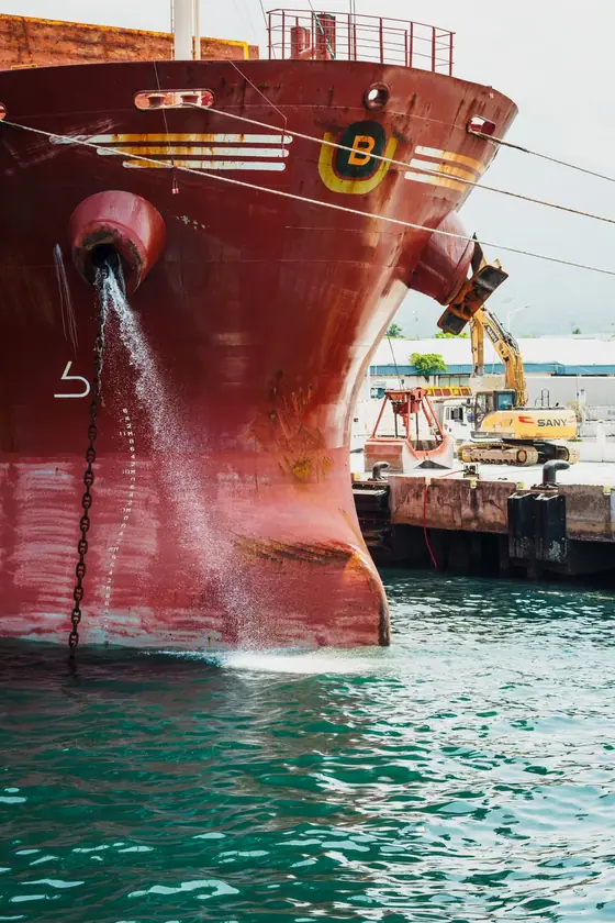Ship hull at a repair berth — marine engineering